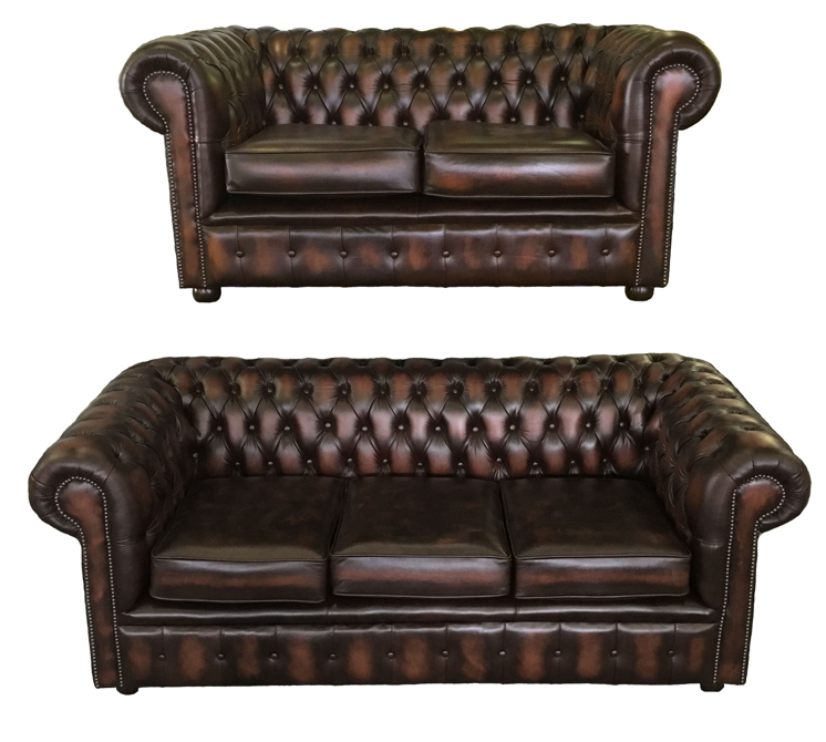 Divano Chesterfield 2 + 3 Posti in Vera Pelle Marrone Antico eBay